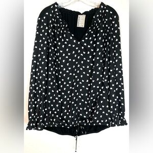 Dolan Left Coast Collection Black Moon Long Sleeve Blouse Size M V-Neck‎ 0791